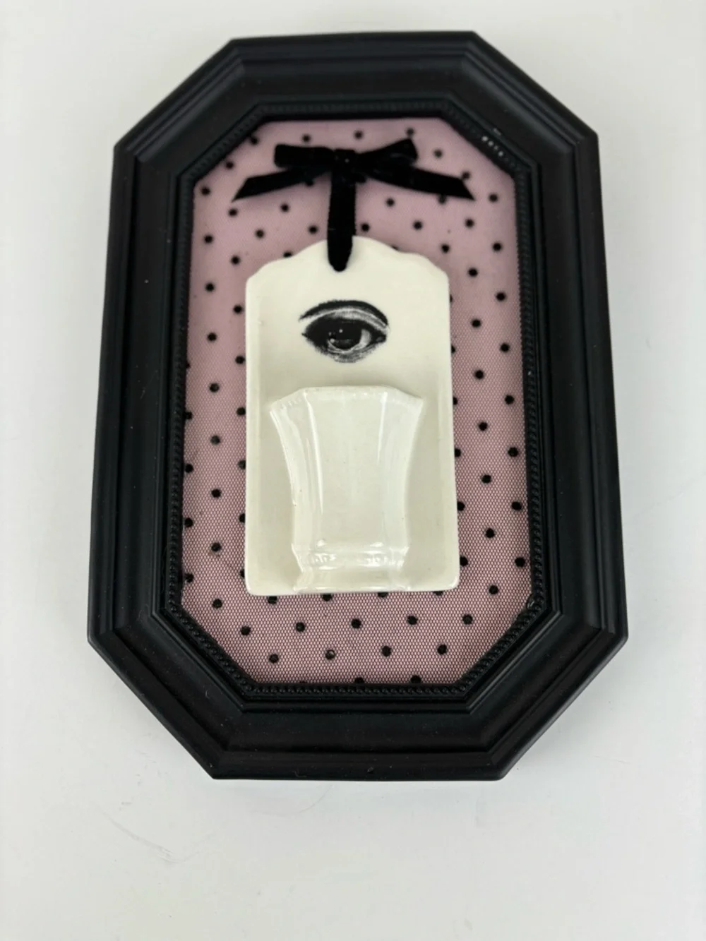 Gothic decor Framed Ceramic Vase Eye Wall Art - Pink & Black